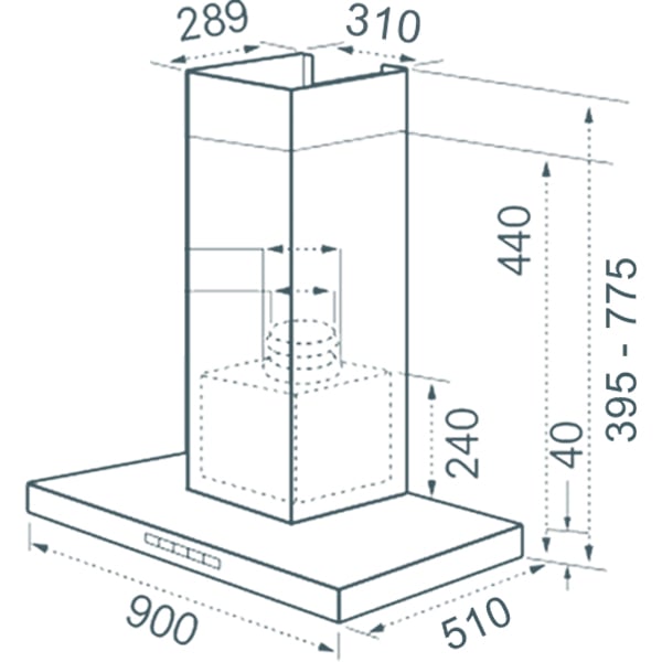 COOKER HOOD 65DB هواء مفرغه 90*60