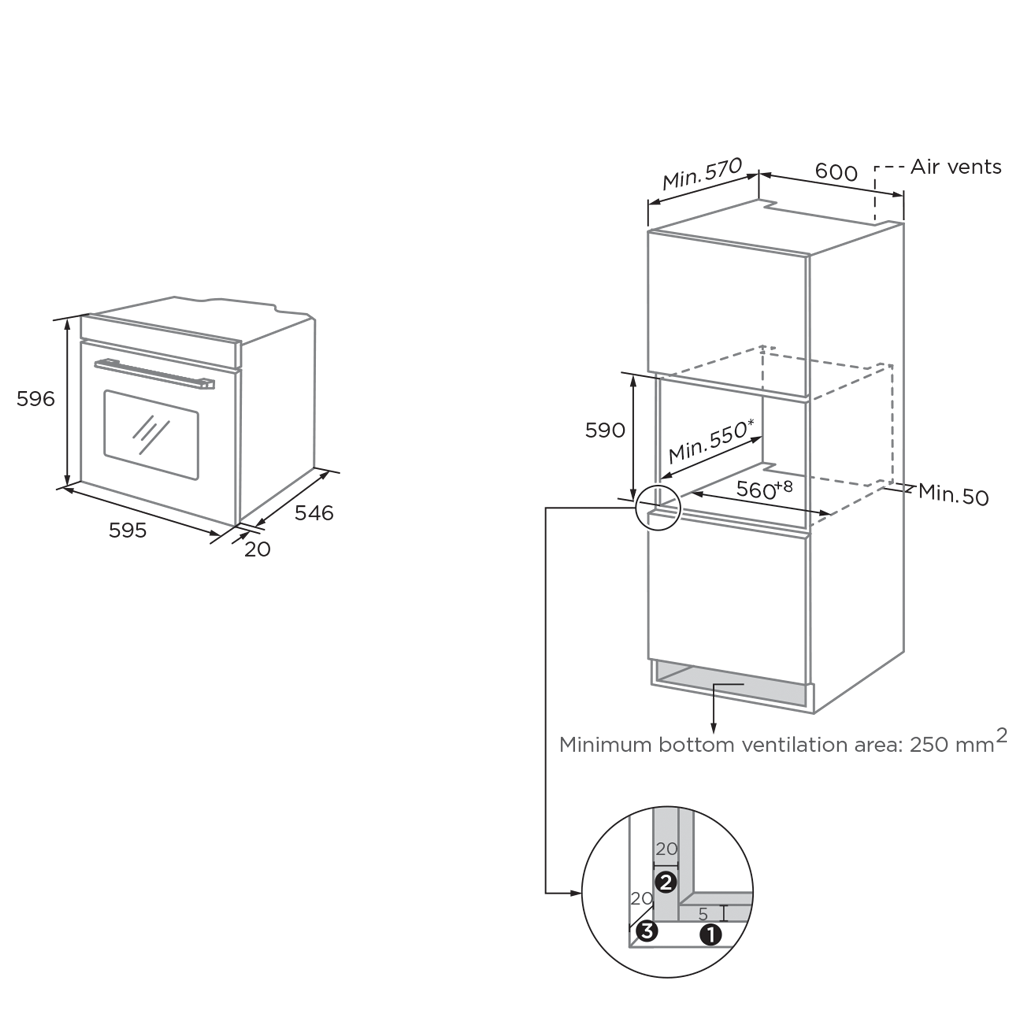  BUILT -IN GAS OVEN ZOGOR81L فرن لون اسود مع وجود مروحه داخلية