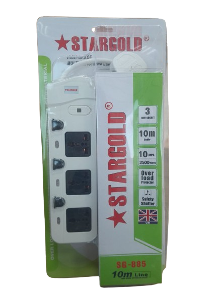 وصلة كهربائية من استار قو لد 10متر  3مخارج  SG 3 WAY SOCKET WHIT UK 10M