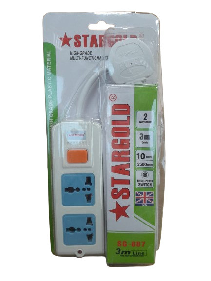 وصلة كهربائية من استار قو لد3متر 2 مخارج  SG 2WAY SOCKET WHIT UK3M