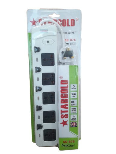 [SG-876] وصلة كهربائية من استار قو لد 5متر  5 مخارج  SG 4 WAY SOCKET WHIT UK 5M